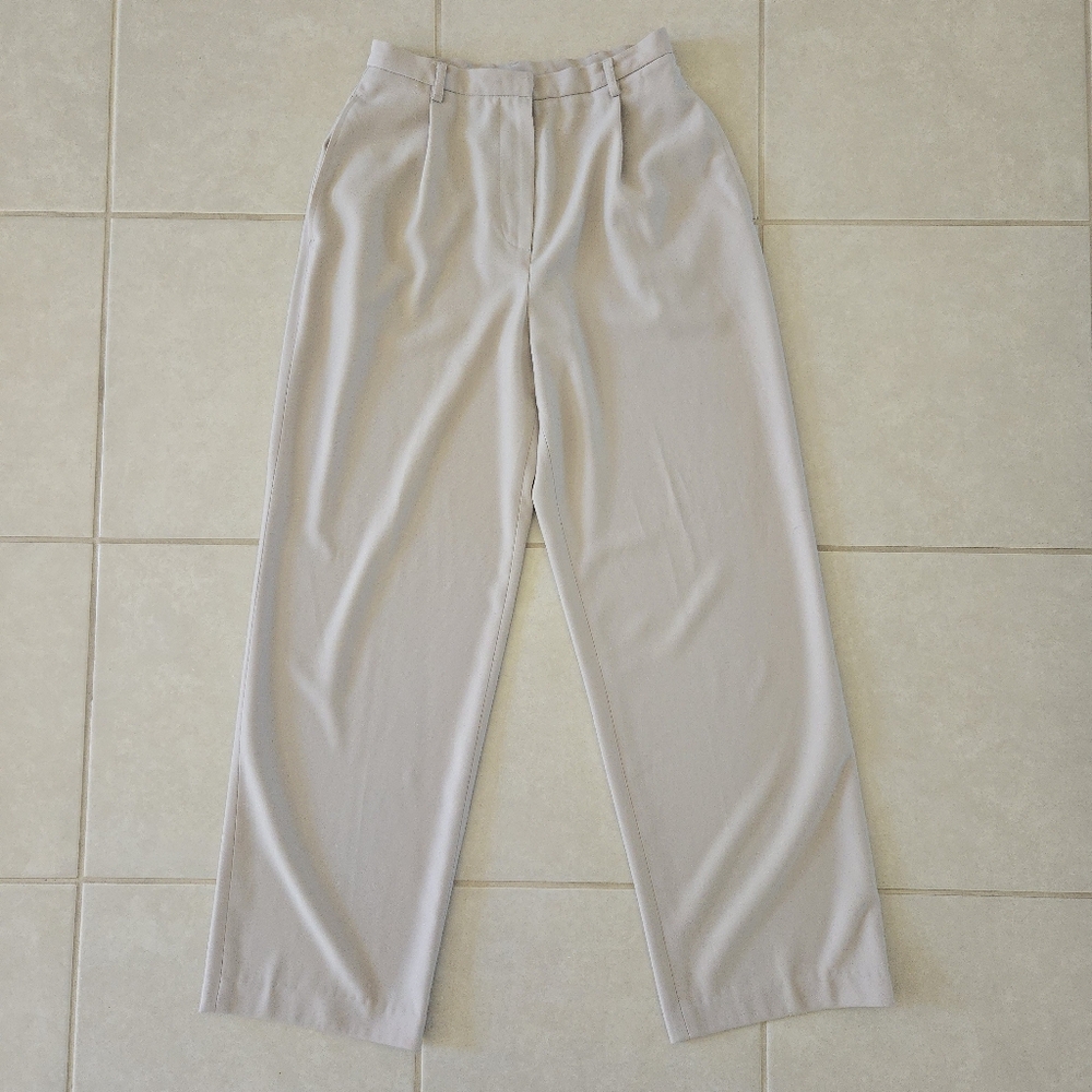 Geoffrey Beene Sz 2 Sport Women Straight Wide Dress Pants Light Gray Neutral